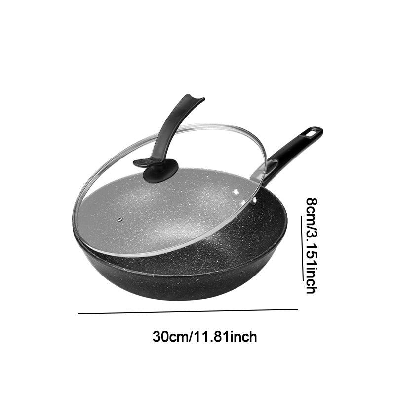 Stainless Steel Non-Stick Wok with Glass Lid - Durable, Dishwasher Safe, Ideal for Gas & Induction Cooktops, Must-Have Kitchen Cookware