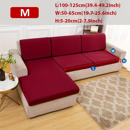 Stretch sofa seat cover to protect living room cushion.