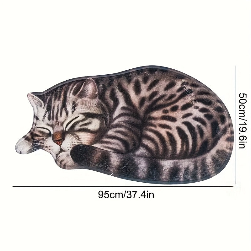 Cute Cat Design Fast-Drying Kitchen Mat - Slip-Resistant, Super Soft Rug for Bathroom, Bedroom, Living Room | Easy-Clean Home Decoration, Safe for Machine Washing