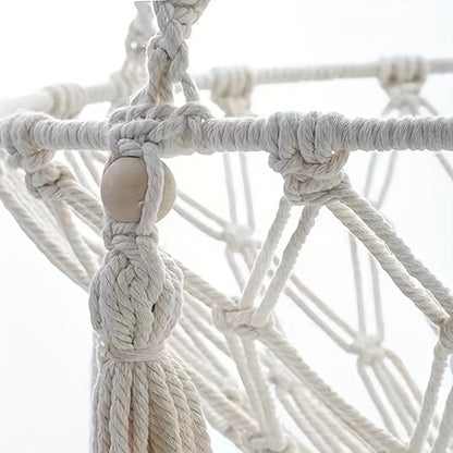 Woven rope cat hammock bed for indoor cats.