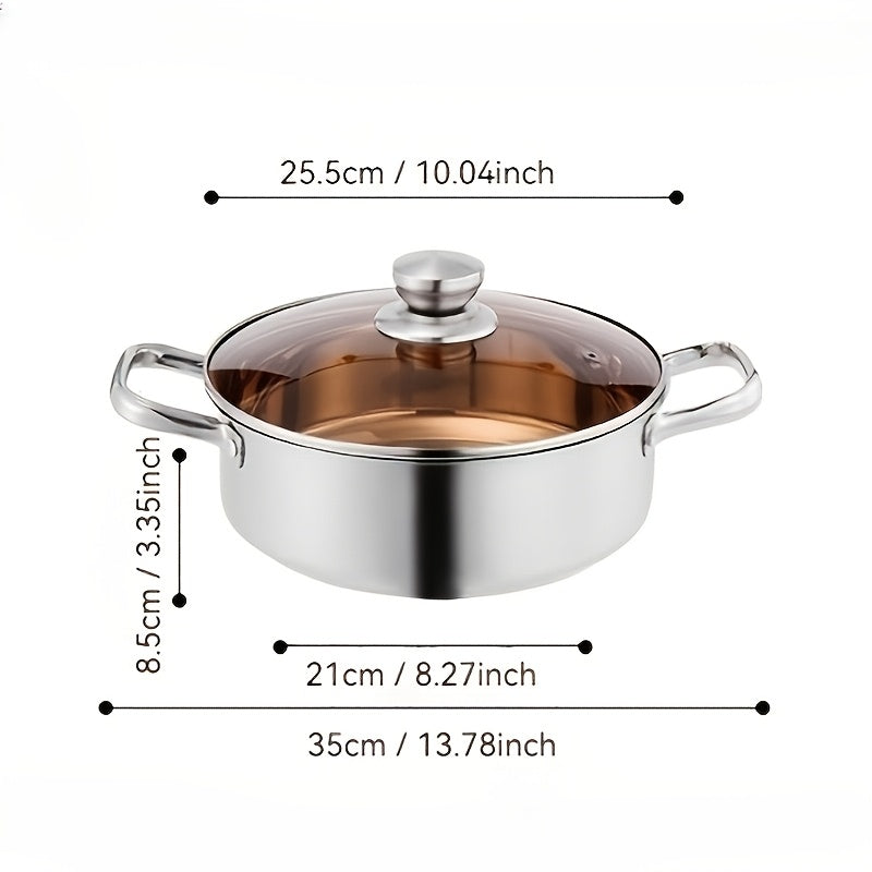 Set of 3 Stainless Steel Cookware Pieces - Includes Milk, Hot, and Soup Pots with Heat-Resistant Bottoms, Ideal for Use on Gas and Induction Stoves