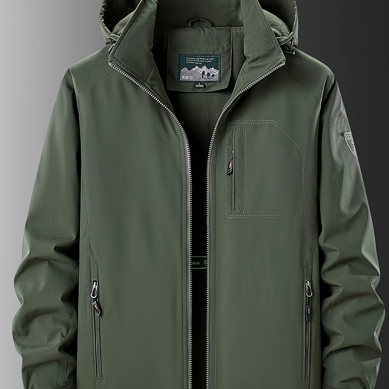 Men's Winter Jacket with Detachable Hood and Multiple Pockets - Casual & Trendy Fleece-Lined Outerwear