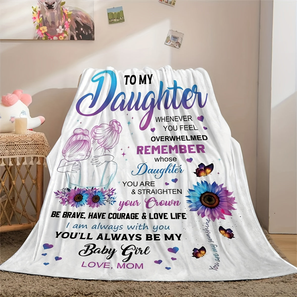 Soft, warm, and allergy-friendly flannel throw blanket for your daughter - an ideal gift for birthdays, Christmas, and Halloween. Versatile for use on the couch, bed, office, or during travel.