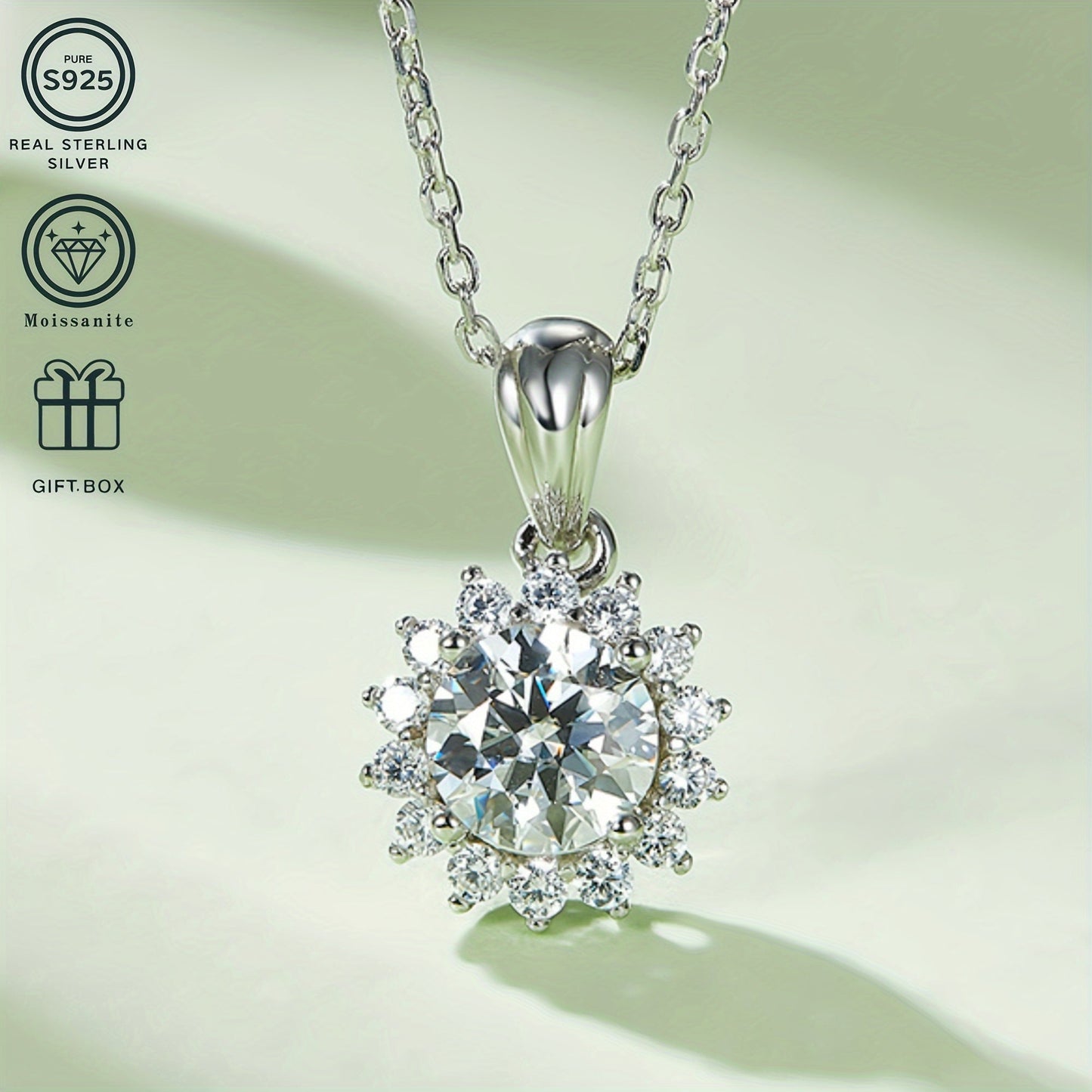 Set of 4 Stunning Moissanite Jewelry Pieces in 925 Sterling Silver Plating, Featuring Hypoallergenic Sunflower Necklace, Earrings, and Bracelet. Ideal for Weddings or Gifts, Suitable for Thanksgiving Day. Comes with Gift Box Included.