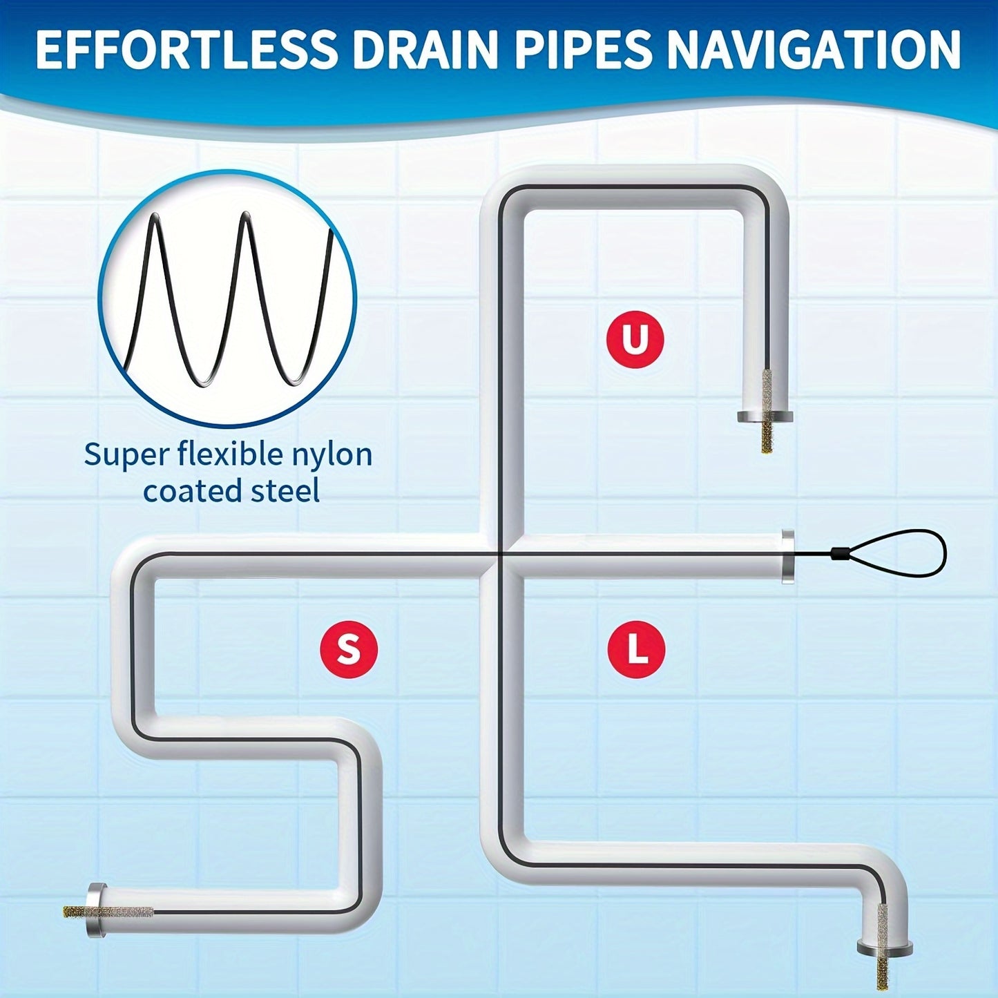 3 stainless steel drain clog remover hooks with nylon coating - perfect for bathroom sink, bathtub, and shower drains.