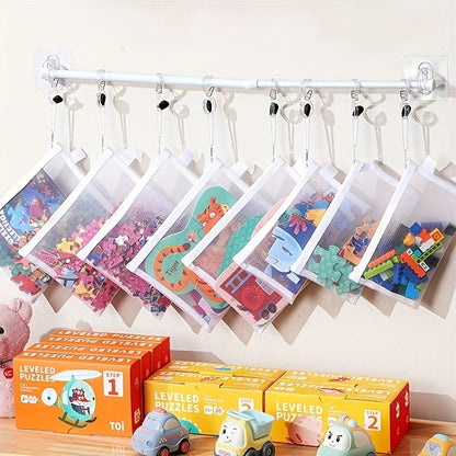 Clear Plastic Storage Bags with Snap Closure - Multipurpose Organizer for Toys, Documents, Stationery - Pack of 5. Perfect for Home & Nursery, No Electricity Required.