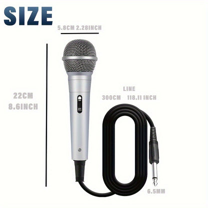 Wired dynamic microphone for karaoke, singing, and instruments with high-quality audio and versatile use.