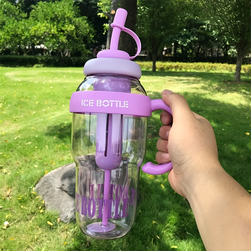 Large 44oz ice cream design water bottle made of BPA-free PC material with handle and leakproof straw. Lightweight and ideal for gym, outdoor activities, and back-to-school. Great festive gift option.