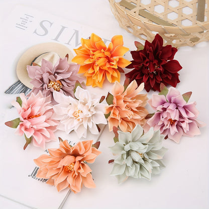 10 handmade Chrysanthemum head silk flowers for DIY home party favors and wedding decoration