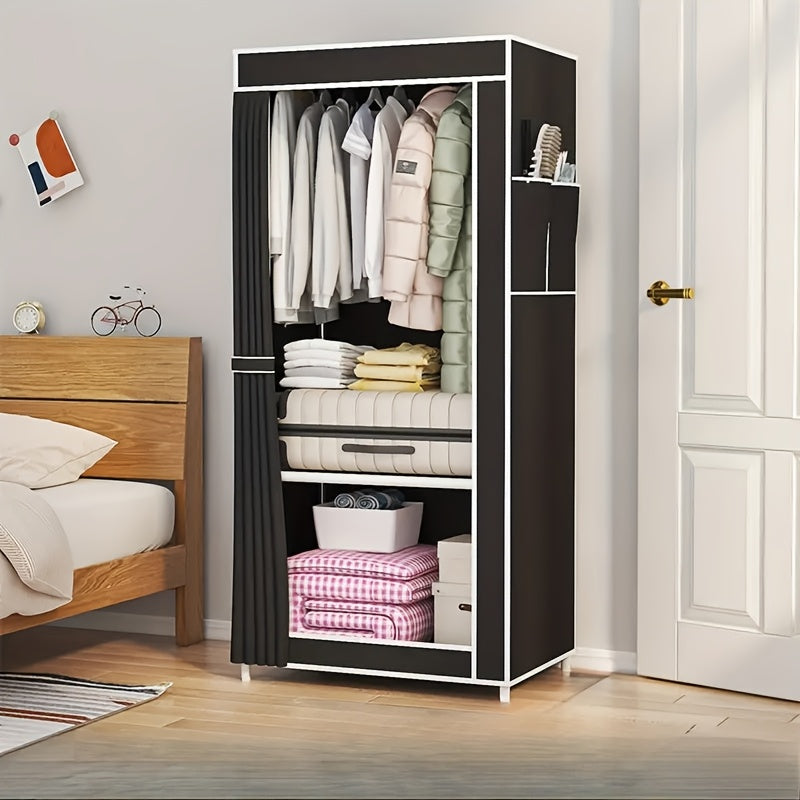 Conveniently Assemble Your Non-Woven Fabric Wardrobe - Roomy 3.2 Cubic Feet Storage Closet with Sturdy Metal Frame for Bedroom, Rental Housing, Organizing Clothes, and Home Storage. Easy to Set Up, Moveable Closet Solution