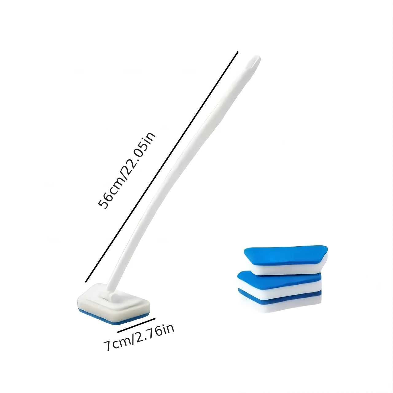 Long-handled bathroom brush that can be used for multiple functions. Suitable for cleaning ceramic tiles, bathtubs, and floors. The brush head is removable and replaceable. No electricity is required for this versatile bathroom tool. Perfect for all your