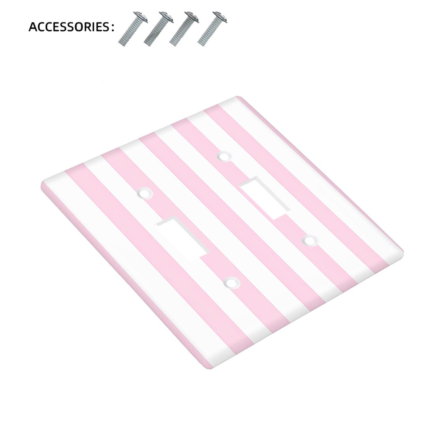 Pink striped light switch cover, stylish and easy to install, no batteries required.