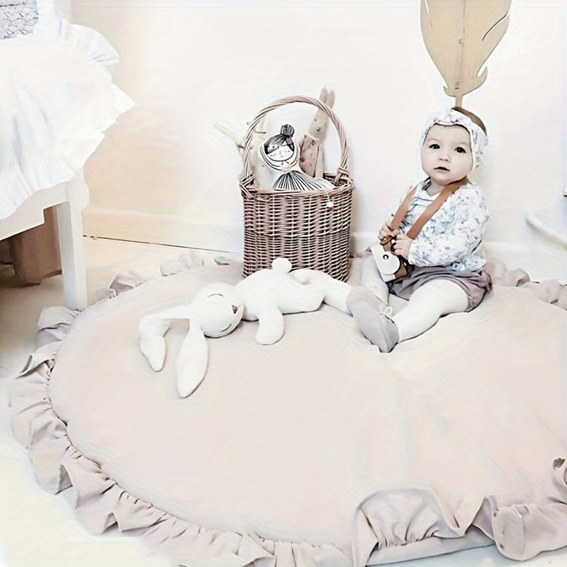 Solid Color Lace Round Play Pad, Crawling Mat, Crawl Cushion, Air-Conditioned Rug For Bedroom