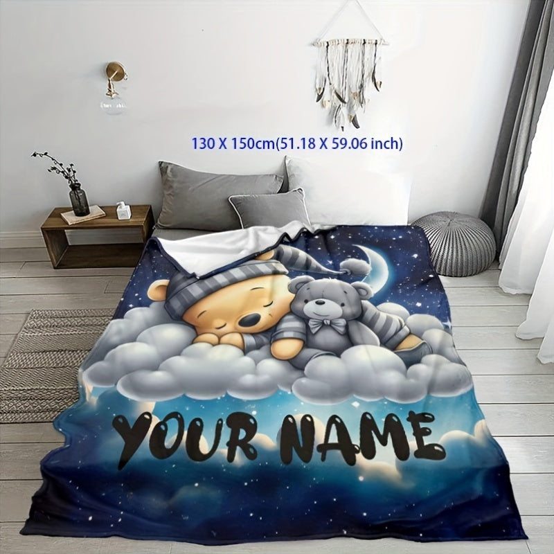 Customize your own digital print flannel throw blanket - Perfectly cozy and hypoallergenic for all seasons. Great for bed, sofa, or travel. Features a modern knitted design and optional custom name. The perfect gift for birthdays and holidays.