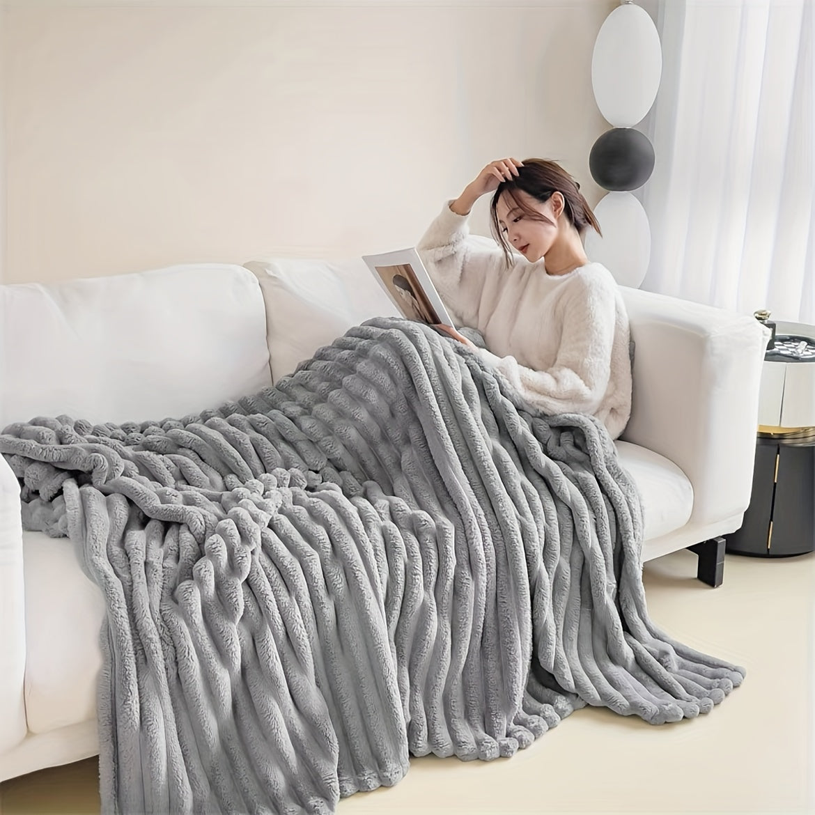 Luxurious French-Inspired Double-Sided Plush Blanket - Perfect for Home or Office Nap, Multi-Functional Sofa Throw and Air-Conditioning Blanket - Made of 100% Polyester, Dry Clean Only - Features a Woven Weave for All-Season Use - Great Christmas Gift