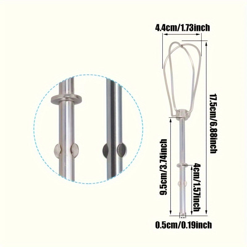 Two Stainless Steel Model W10490648 Manual Stirrers Designed for Kitchen Handheld Mixer Replacement