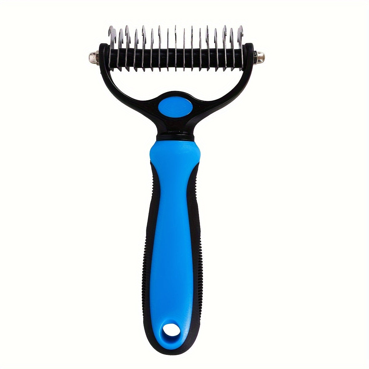 1pc Double-sided Dog Undercoat Hair Removal Comb with Non-slip Gentle Slicker Brush