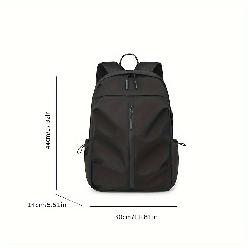 Boys' stylish solid color backpack with zipper, waterproof and spacious. Perfect for daily use and travel.