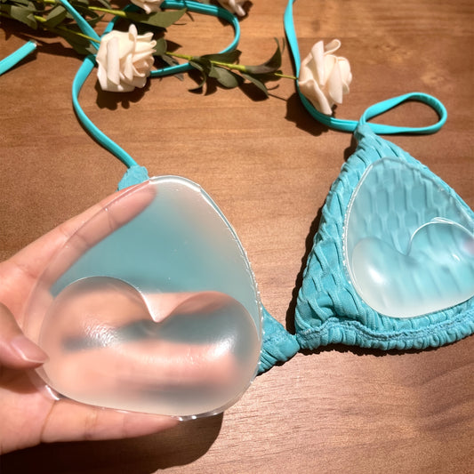 Silicone bra inserts for enhancing bikini, underwear, and lingerie.