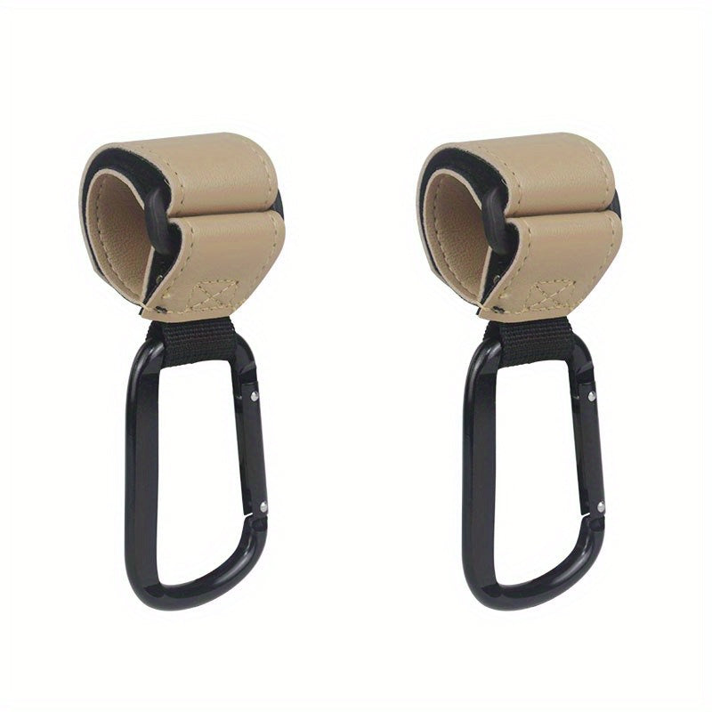 Multipurpose Stroller Hooks - Stylish Faux Leather Clips for Diaper Bags & Accessories, Perfect for Strollers, Cars, and Shopping Carts