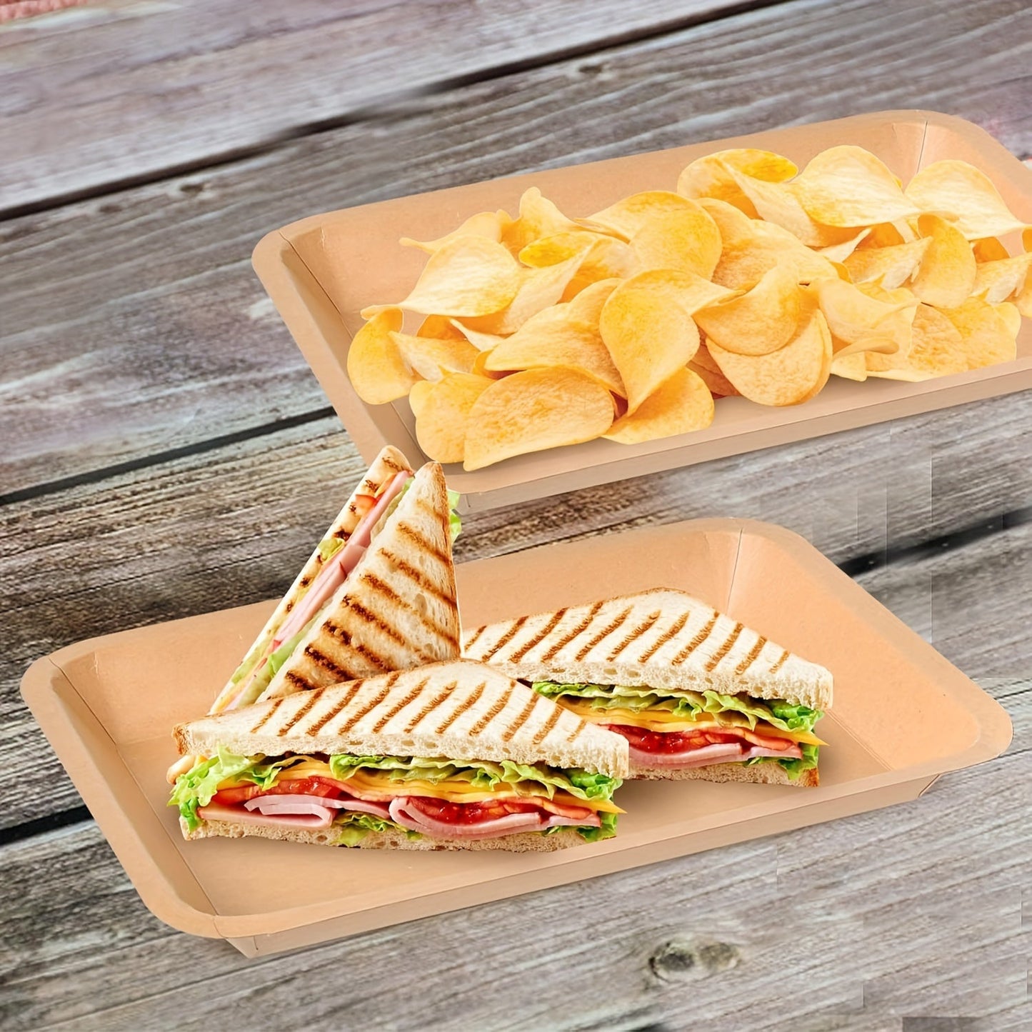 25 pieces of heavy duty disposable rectangle food trays, made from compostable, extra large paper. Perfect for serving crawfish, lobster, and crab at parties, BBQs, and crawfish boils. Accessories included.