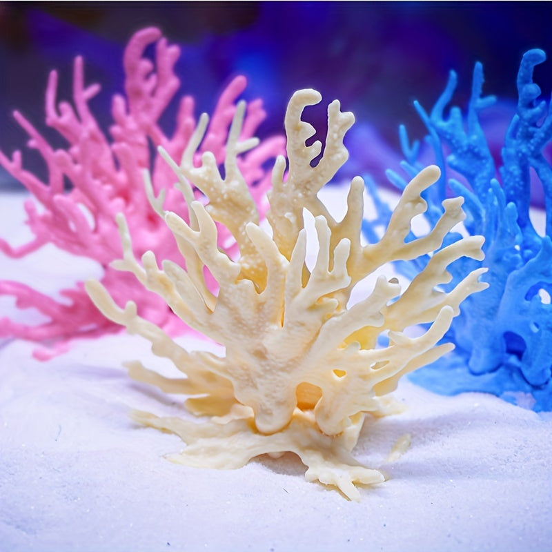 1 piece lifelike PVC coral reef aquarium decor for fish tanks, saltwater, and freshwater landscaping.