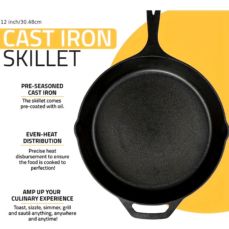 One piece of cookware - a deep frying pan measuring 25.91cm, with a non-stick coating and classic skillet design. This cast iron saute pan is suitable for use on gas stovetops and induction cookers. A must-have kitchen utensil that is perfect for