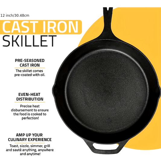 One piece of cookware - a deep frying pan measuring 25.91cm, with a non-stick coating and classic skillet design. This cast iron saute pan is suitable for use on gas stovetops and induction cookers. A must-have kitchen utensil that is perfect for