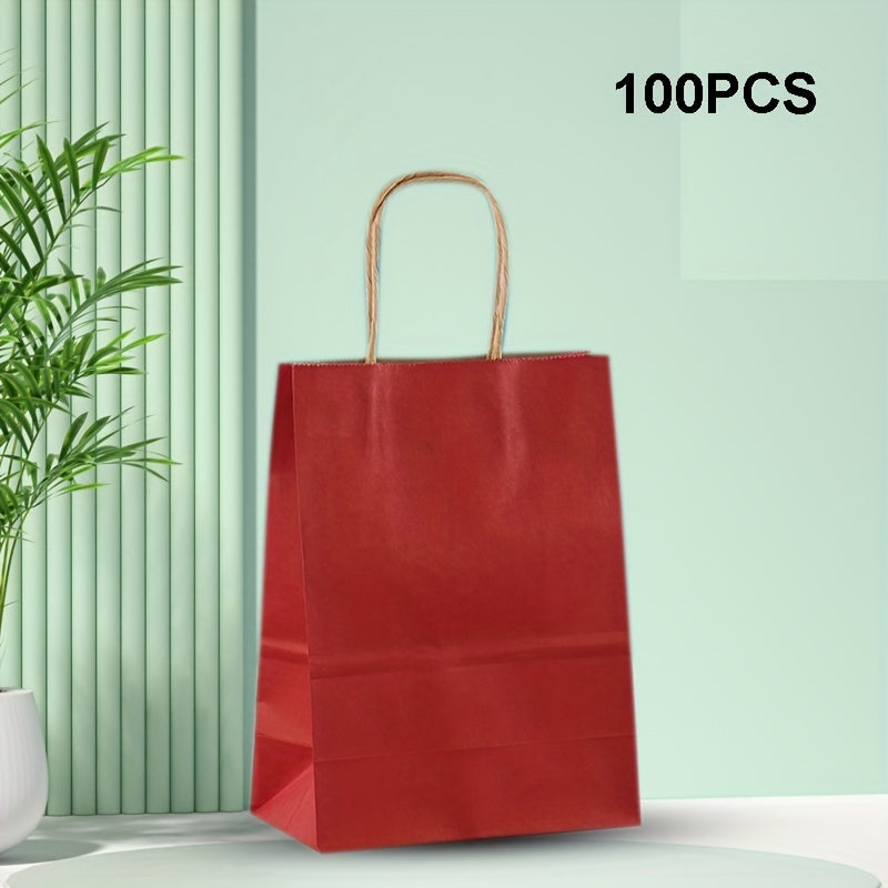 100 pieces of high-end Kraft paper bags for various uses, measuring 15cm x 8cm x 21cm.