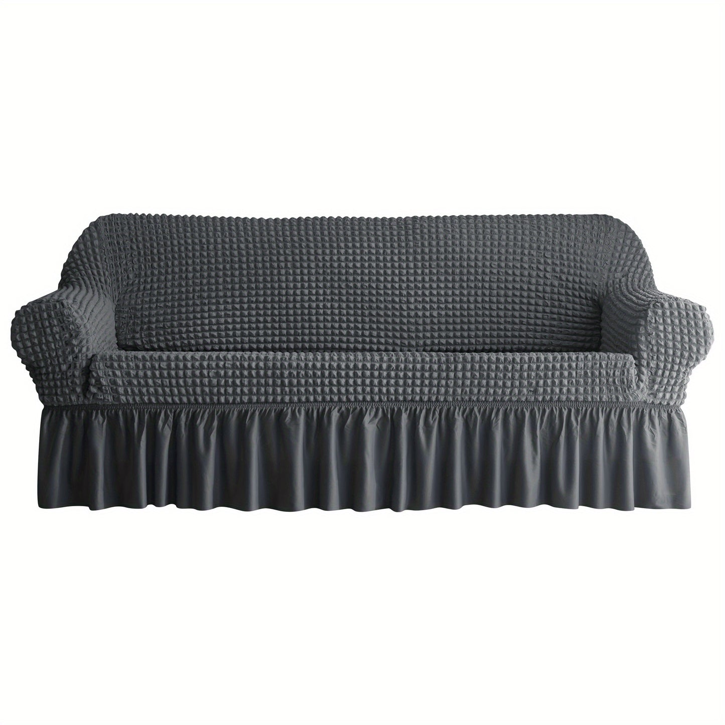 Seersucker sofa slipcover with skirt, non-slip, for home decor protection.