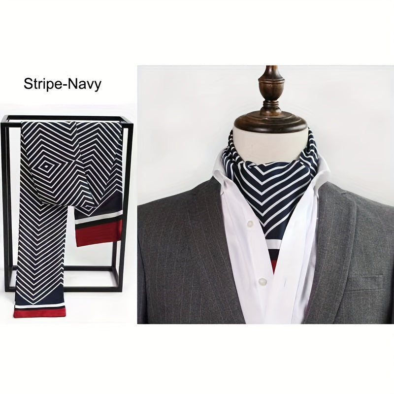 Stylish Men's Scarves: British Vintage Suit Shirt Twill Scarf with Printed Double-layer for Business - Unisex Wraps