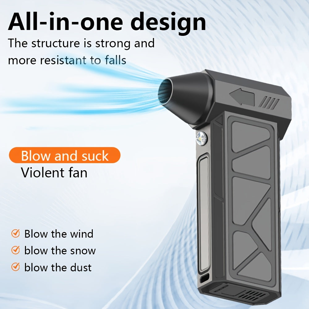 Portable Turbo Handheld Fan with Rechargeable Lithium Battery, USB Charging, Ideal for Outdoor Use.