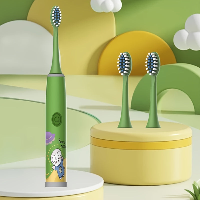 Kids Space Series Electric Toothbrush TKM-3-D for ages 3-15 features 5 modes, long battery life, gentle bristles, and a smart timer. Battery operated (battery not included).