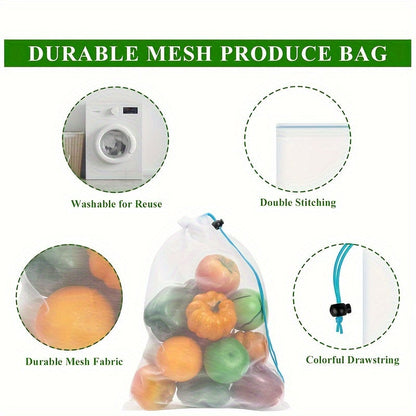 '- Set of 10 Reusable Mesh Produce Bags for Fruits and Vegetables, Washable and See-Through
- Premium Quality Toy Storage Bags with Drawstring, Ideal for Fridge Storage and Organizing Toys