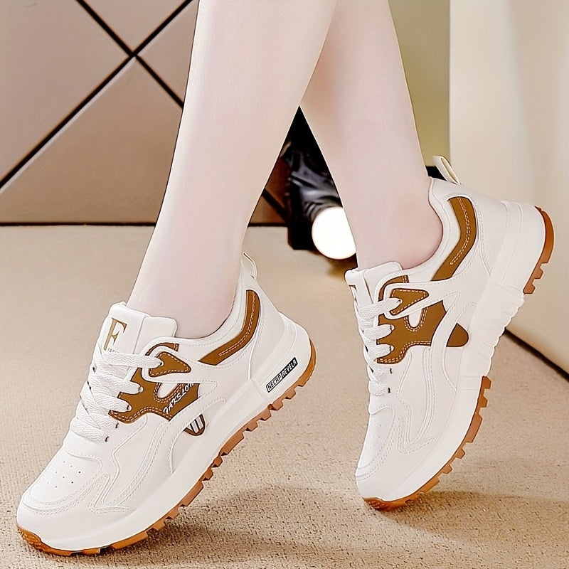 Women's lightweight lace-up sneakers with non-slip rubber sole, breathable fabric lining - versatile casual footwear for all seasons.