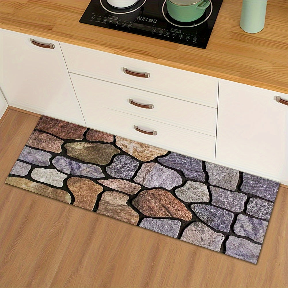 Create a pebble-patterned absorbent strip floor mat for the kitchen, bathroom, or bedroom. This non-slip floor mat can also be used on sofas or carpets in your home.