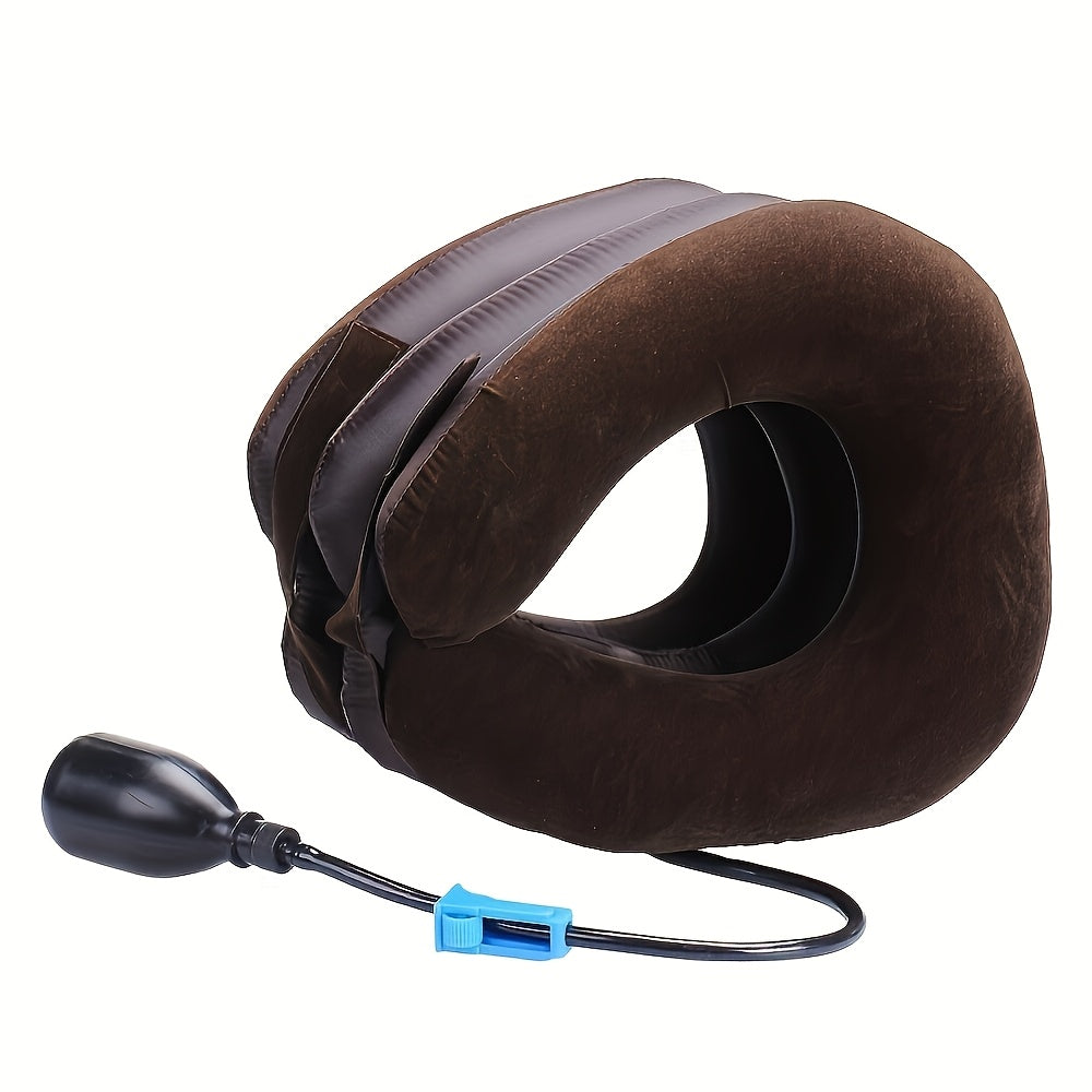 Use this portable inflatable neck stretcher and traction pillow to relieve neck discomfort and stress on-the-go. An ideal holiday gift for friends and family.