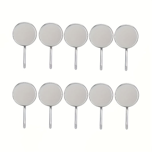 10pcs Stainless Steel Dental Mouth Mirrors for accurate visualization in tight spaces. High-quality glass and durable material make them ideal dental care tools.