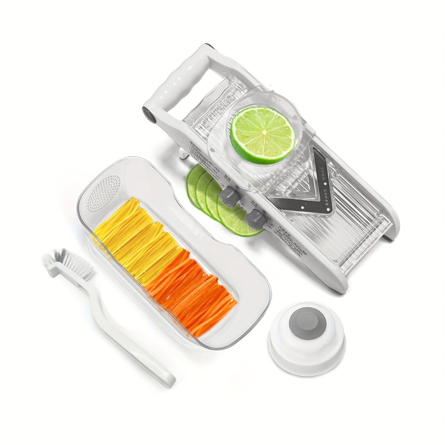 Veggie and Fruit Chopper with Adjustable Slicer, Hand Guard, Stainless Steel Blade, Cleaning Tools, and Drain Basket - Manual Veggie Slicer made with ABS Plastic, a Must-Have for Your Kitchen