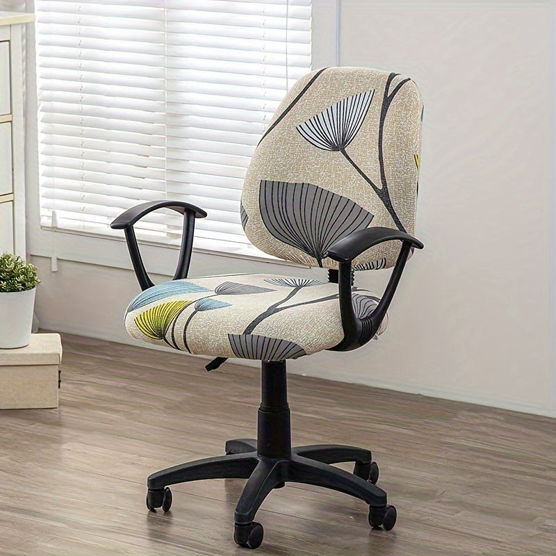 Printed office chair cover set for dustproof rotating chairs in bedroom, office, living room for home decor.