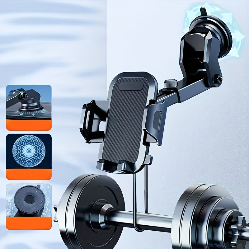 Sturdy 36.29KG Suction Cup Car Phone Holder with Adjustable, Waterproof Dashboard & Air Vent Mount, 360° Rotation, Telescopic Arm for Optimal Viewing, Compatibility