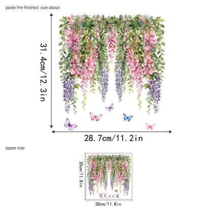 Decorate your space with a set of 1 piece creative vine and butterfly window clings in pink and purple. These floral decals are perfect for glass surfaces and require no glue. They are ideal for adding a touch of charm to your balcony, living room