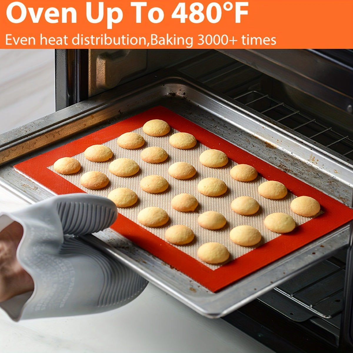 Two pieces of Silicone Baking Mats (measuring 39.88cmx29.97cm) for baking, can be reused. These heat-resistant mats are non-stick and can be used as oven liners for cakes and cookies. Perfect for baking macarons, cookies, and other treats. A must-have