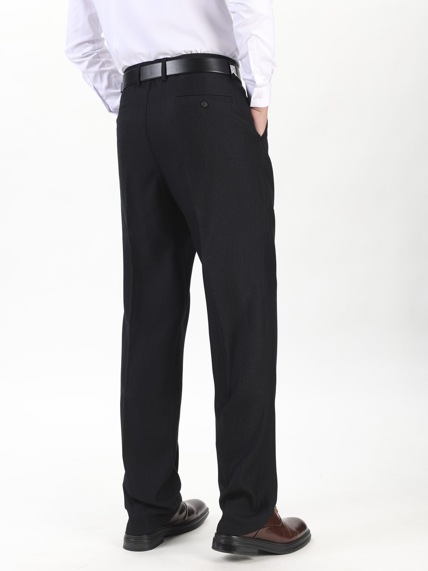 Plus Size Slim-Fit Men's Dress Pants, Solid Color, High-Quality Polyester Blend, Straight Leg, Pockets, Machine Washable, Business & Casual, 0XL-5XL