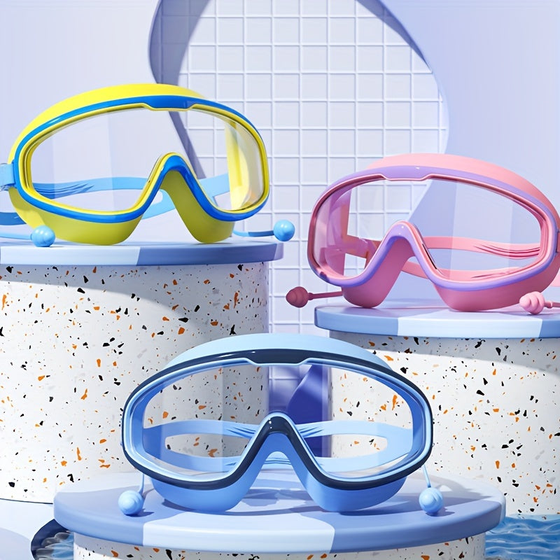 Large frame waterproof swimming glasses with anti-fog goggles, ideal for swimming training.