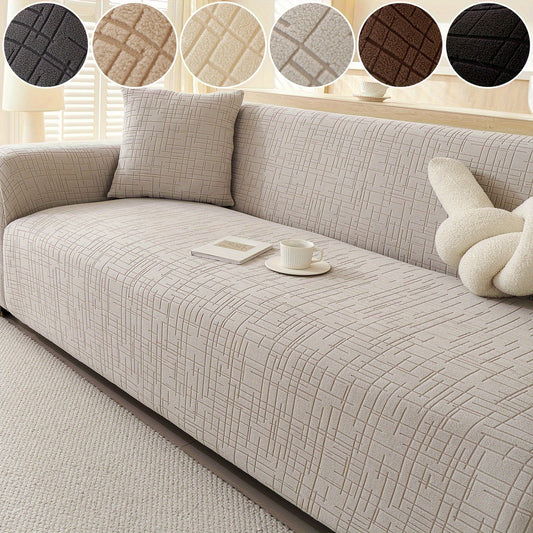 Stretchable sofa cover made of polar fleece - Modern design, pet-friendly, suitable for all seasons. Ideal for living room, bedroom, and office decor.