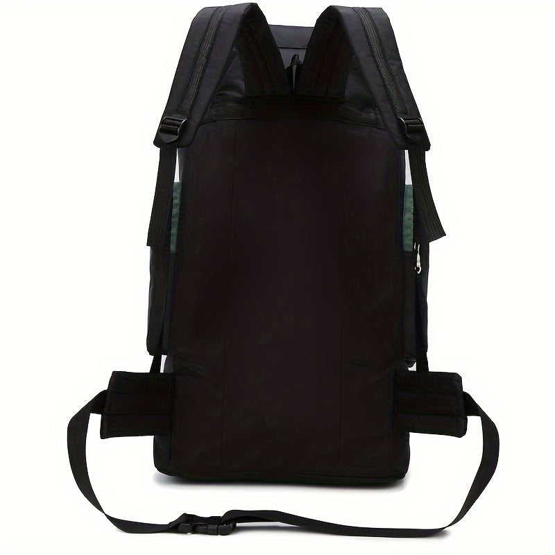 Durable nylon travel backpack for camping and hiking purposes.