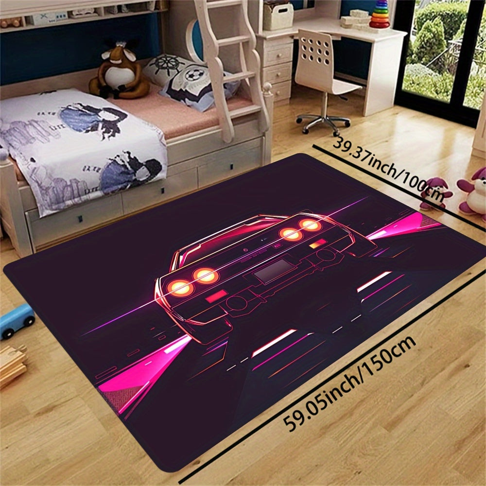 Stylish Sports Car Design Doormat, Made with 8mm Thick Soft Polyester Material, Easy to Clean in the Washing Machine, Rectangular Indoor Rug Perfect for Living Room, Bedroom, Kitchen, Entryway - Features Non-Slip Backing for Safety and a Decorative Touch