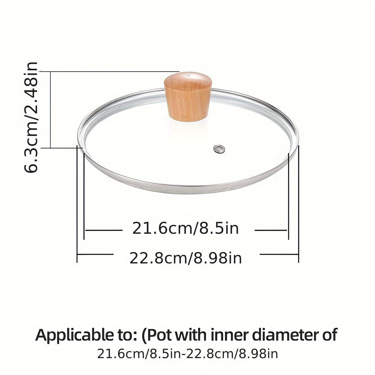 1 piece of Snow Pan Lid made of glass and stainless steel, suitable for covering soup pots and boiled pots. This household item is a tempered glass cover that is perfect for kitchen supplies and can be used as a cookware accessory.