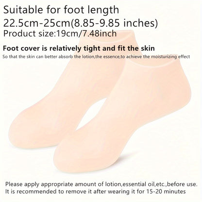 Silicone gloves and socks for soft, fragrance-free hand and foot care.